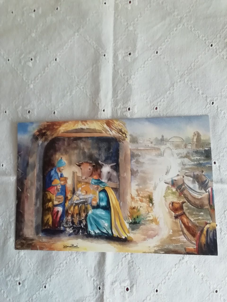 Postal de Natal, pintado com a boca