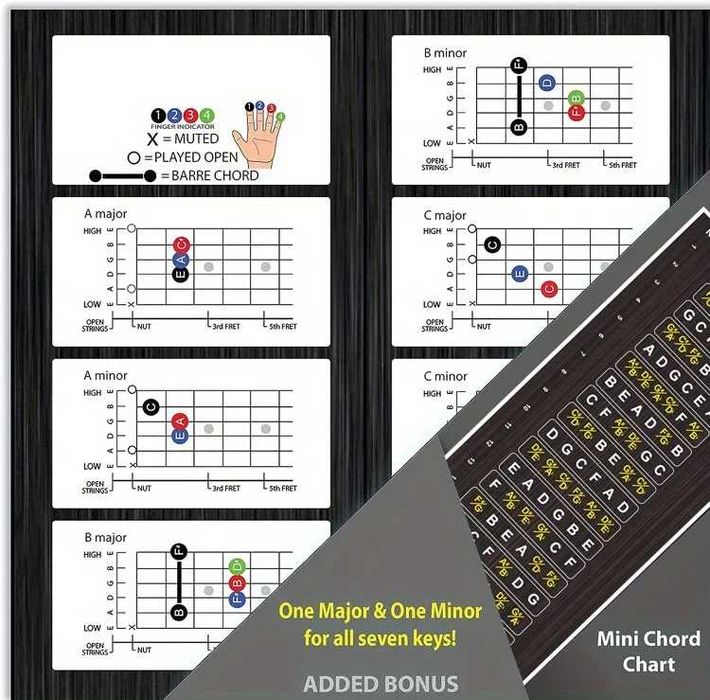 Adesivos Notas Guitarra Viola Educativos Fretboard Notas Musicais NOVO