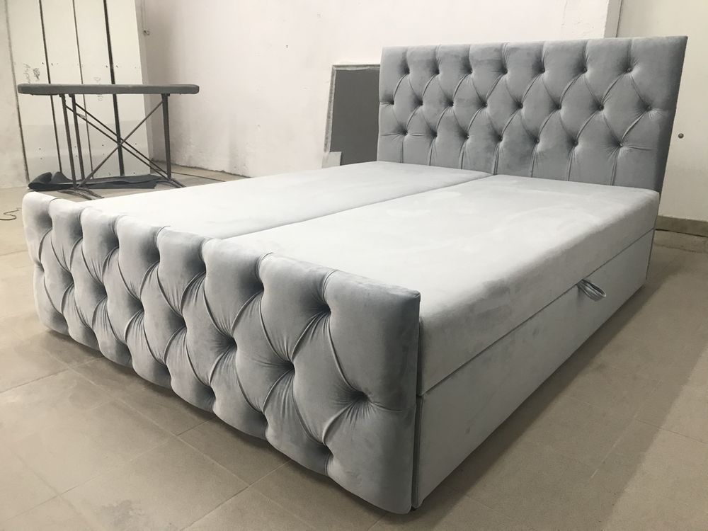 Łóżko Kontynentalne materac 140x200 + pojemnik na pościel