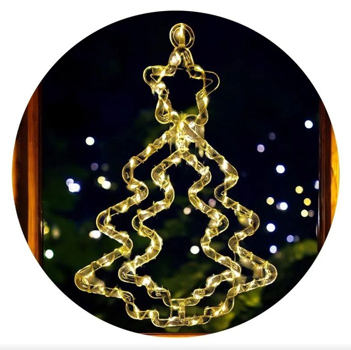Ozdoba Led Wisząca Na Okno /Ściankę Xxl Choinka Biała Ciepła