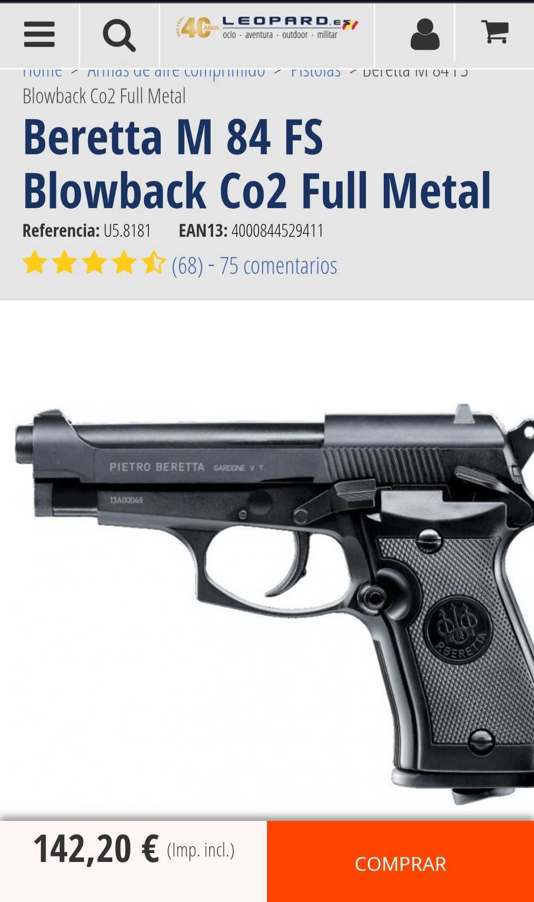 Pistola Beretta CO2 cal.4.5mm