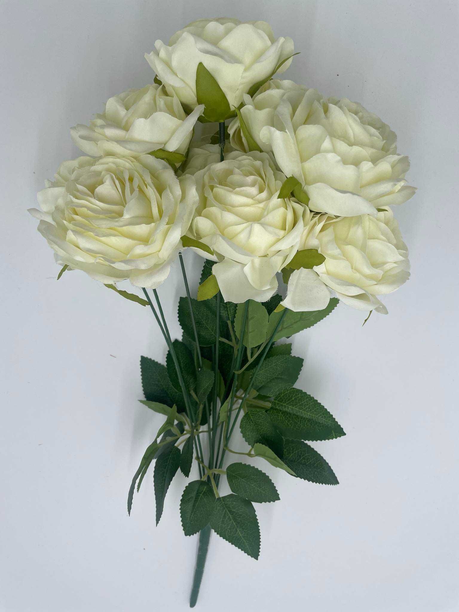 Duży Bukiet Róż 10 Białych Główek Kwiatowych