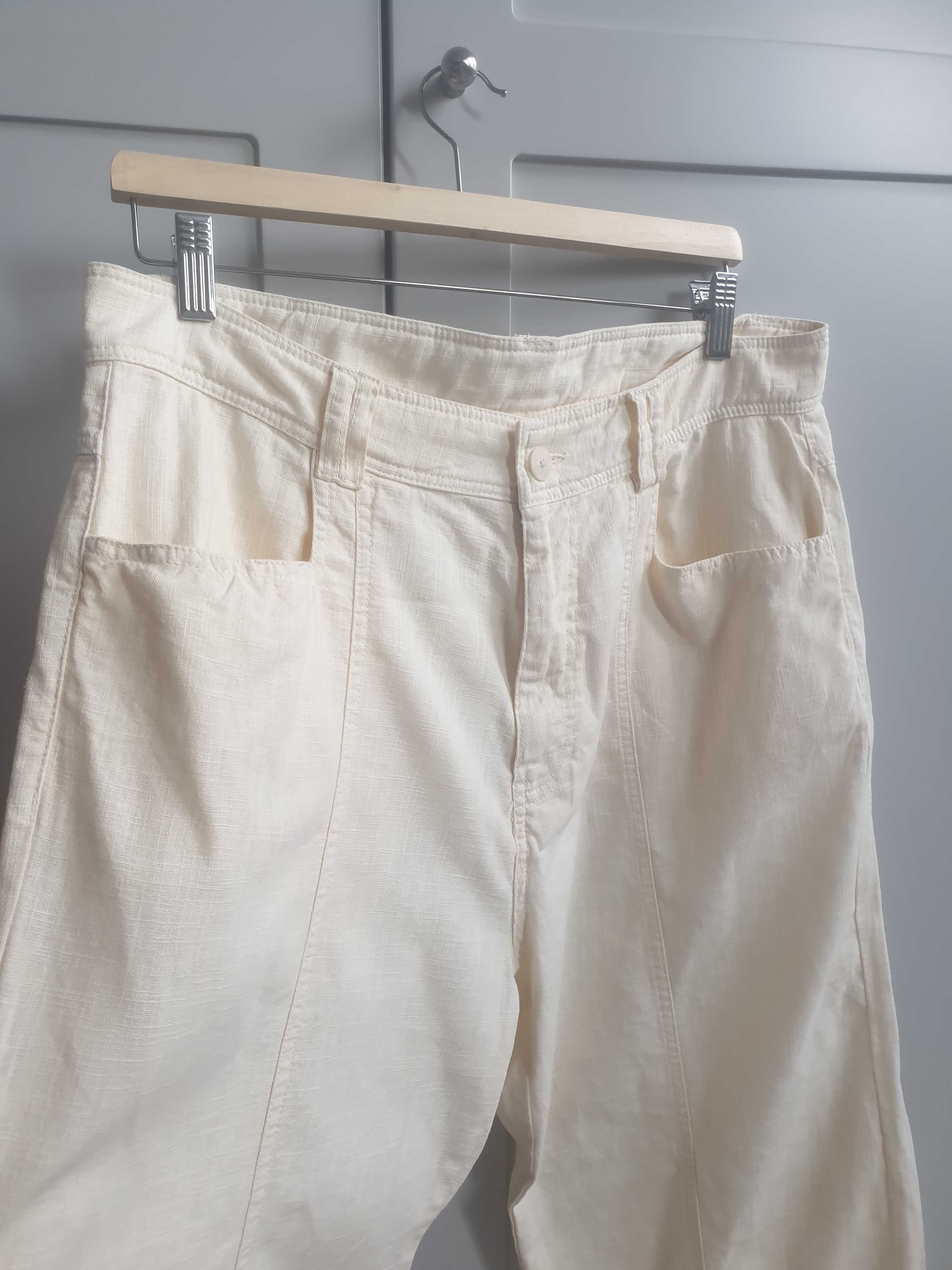 Lniane masełkowe spodnie Zara 44