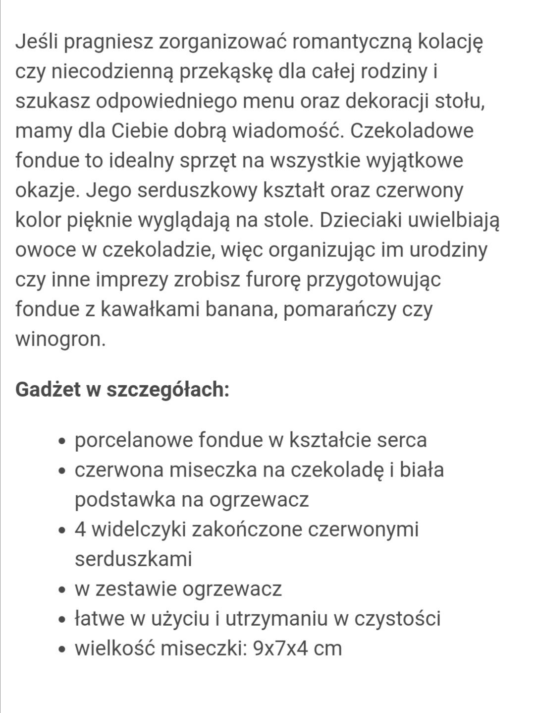 Nowy zestaw fondue do czekolady walentynki