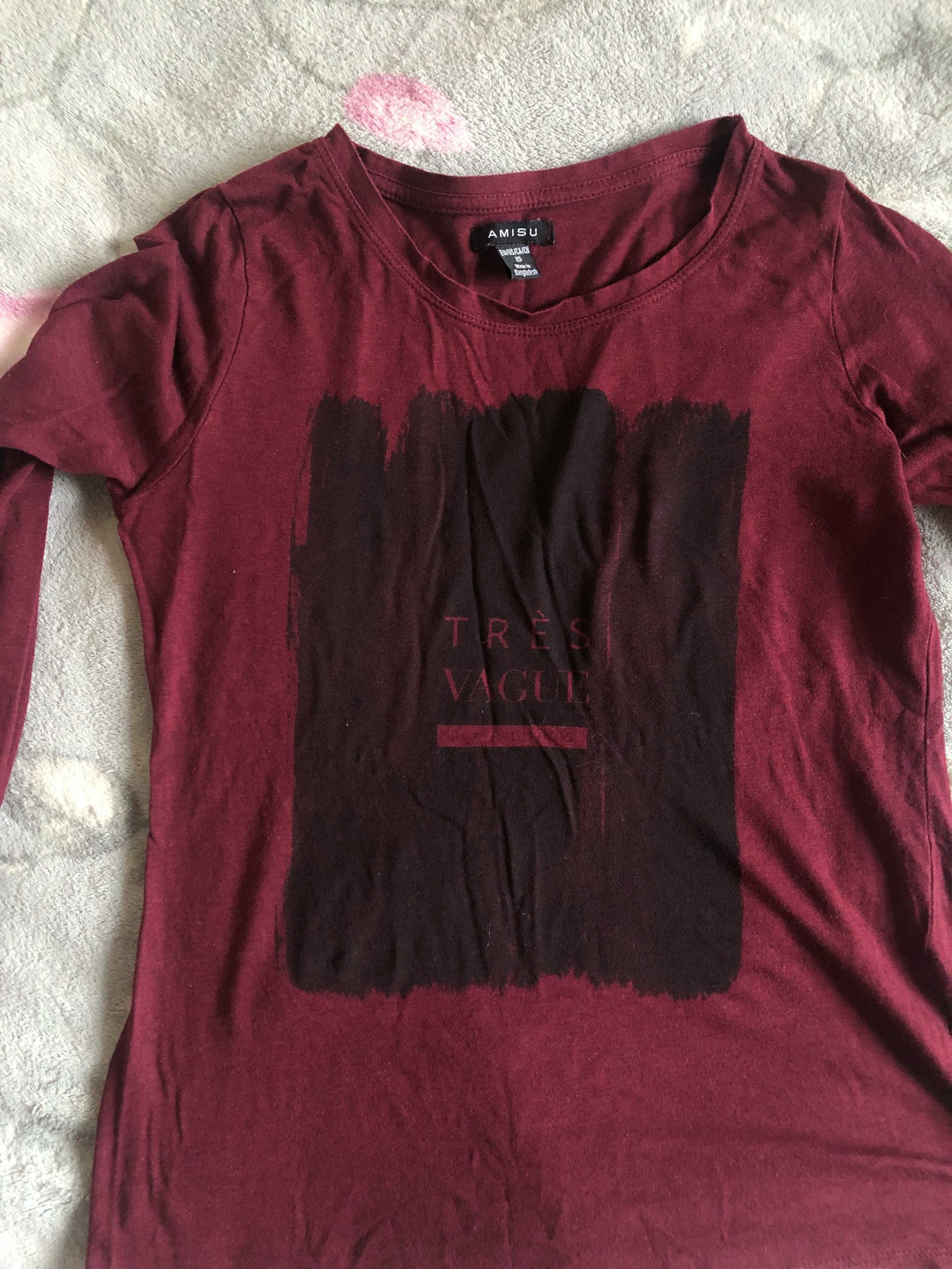 Koszulka z długim rękawem longsleeve bordowa New Yorker