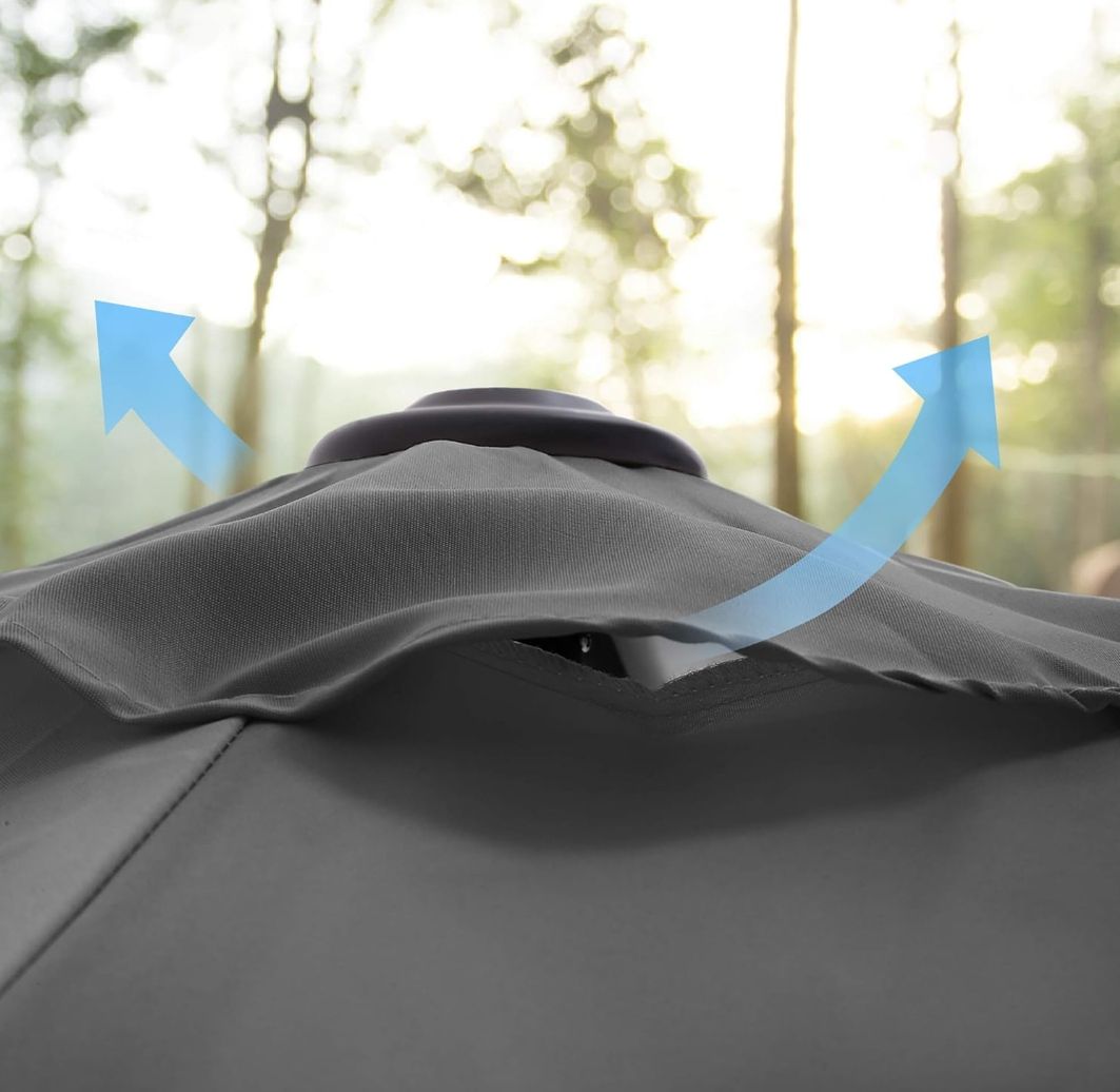 SONGMICS Parasol Ø 300cm parasol ogrodowy szary GPU30GYV1 POWYSTAWOWY