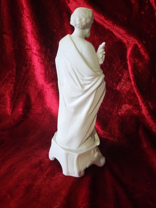 Sygnowana figura Święty Józef Cieśla biskwit