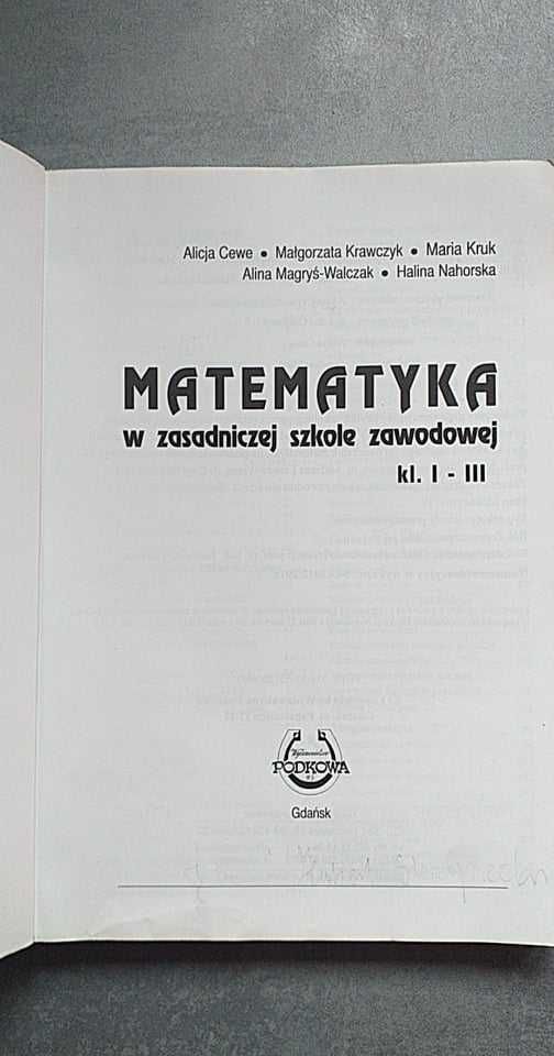 Matematyka w zasadniczej szkole zawodowej I-III A. Cewe