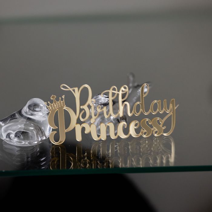 Toper na book tortu Urodzinowy Birthday Princess plexi złoty lustrzany