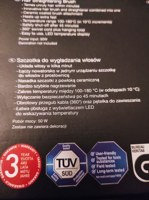 582. Prostownica szczotka do wygładzania Silver Crest nowa