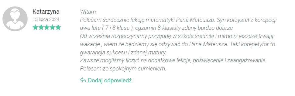 Korepetycje z matematyki - Matura podstawowa / rozszerzona / E8