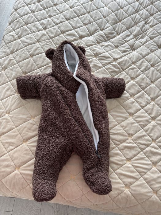 Зимовий дитячий комбінезон шоколадного кольору, 68-74 розмір