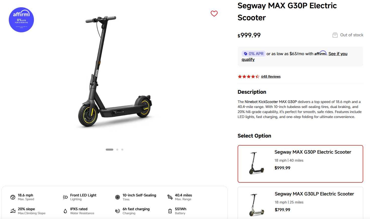 Segway Ninebot MAX G30P - 65KM 30KM/h - Trotinete elétrica rara