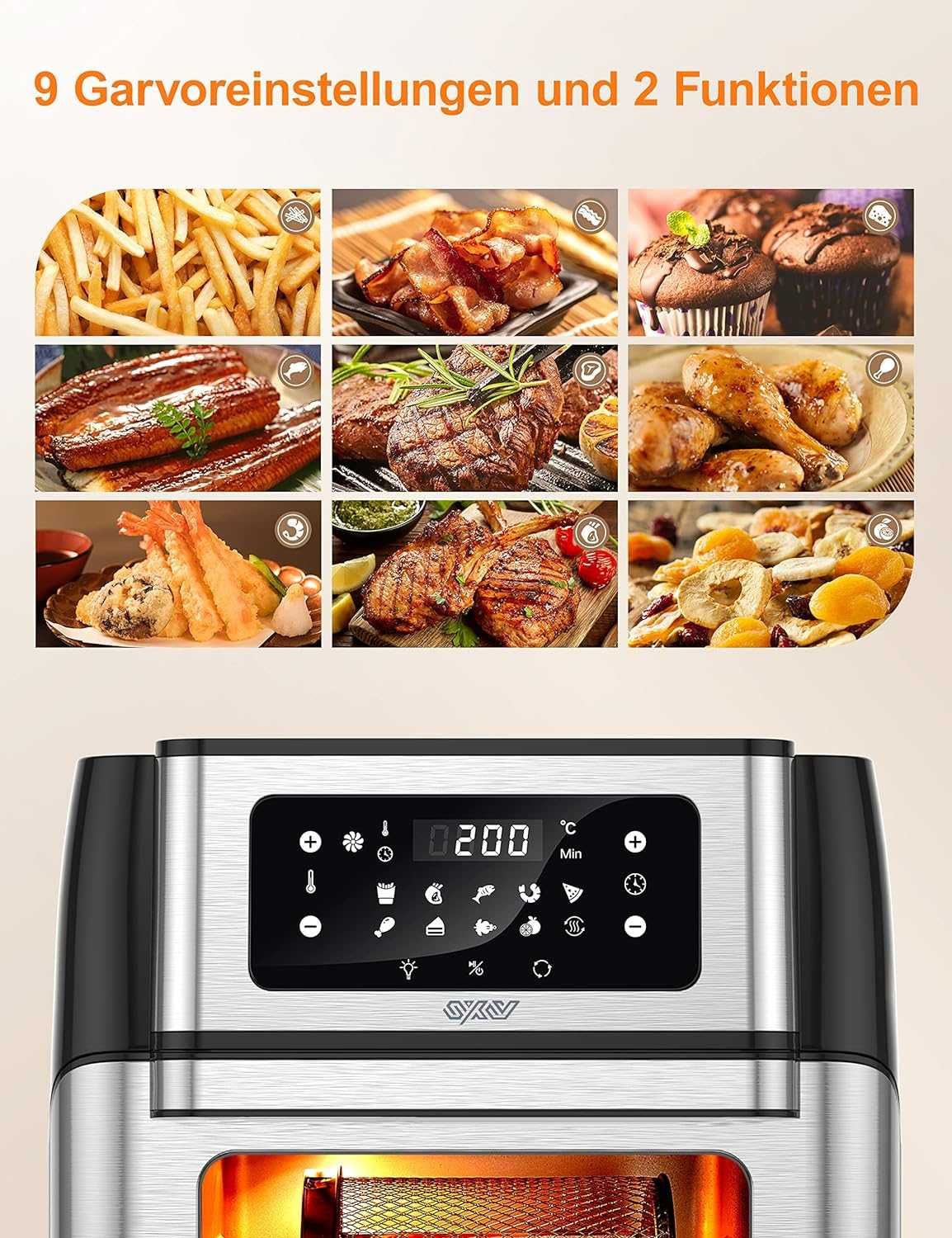 Innsky Air Fryer Frytkownica Beztłuszczowa Mini Piekarnik 10L 1500W U