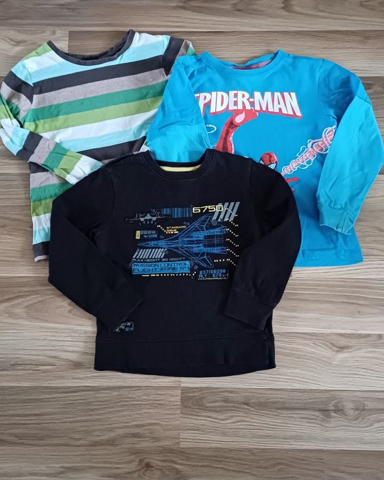 3 koszulki chłopięce z długim rękawem 110