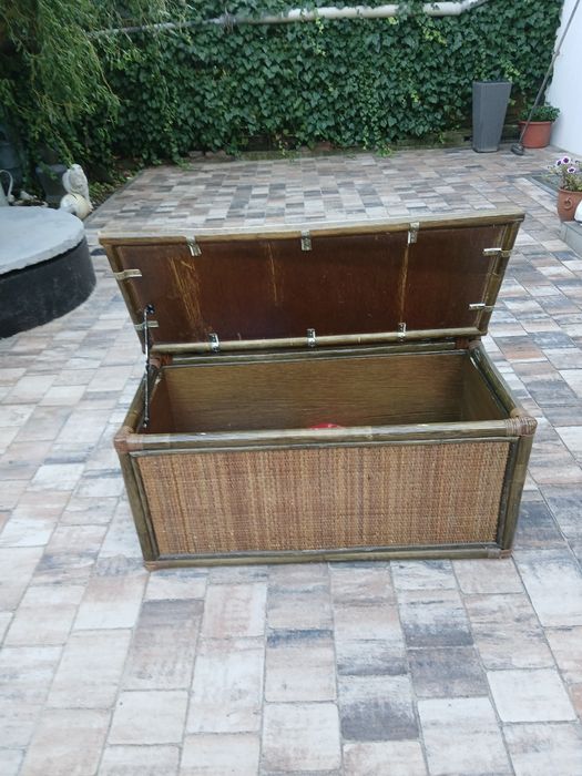 Skrzynia siedzisko z oparciem rattanowa