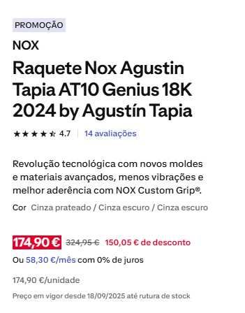 Raquete Nox Agustin Tapia AT10 Genius 18K 2024