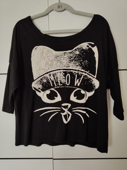 Bluzka ala nietoperz z kotkiem FB Sister S rękaw 3/4 oversize