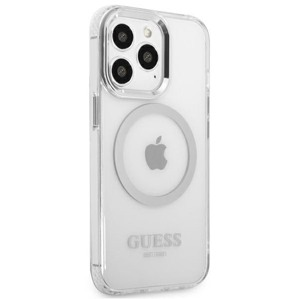 Etui Guess Metal Outline MagSafe do iPhone 13 Pro / 13 6.1" - Srebrne