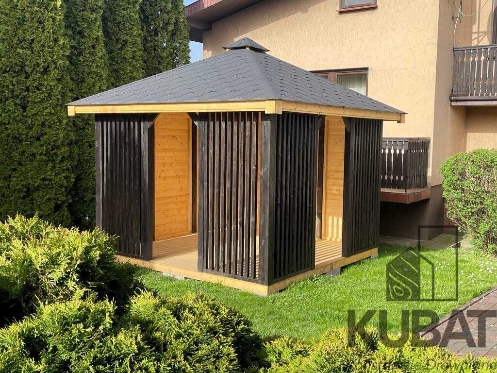 Nowoczesna altana z lamelami 3x3 | altanka ogrodowa drewniana |altanki
