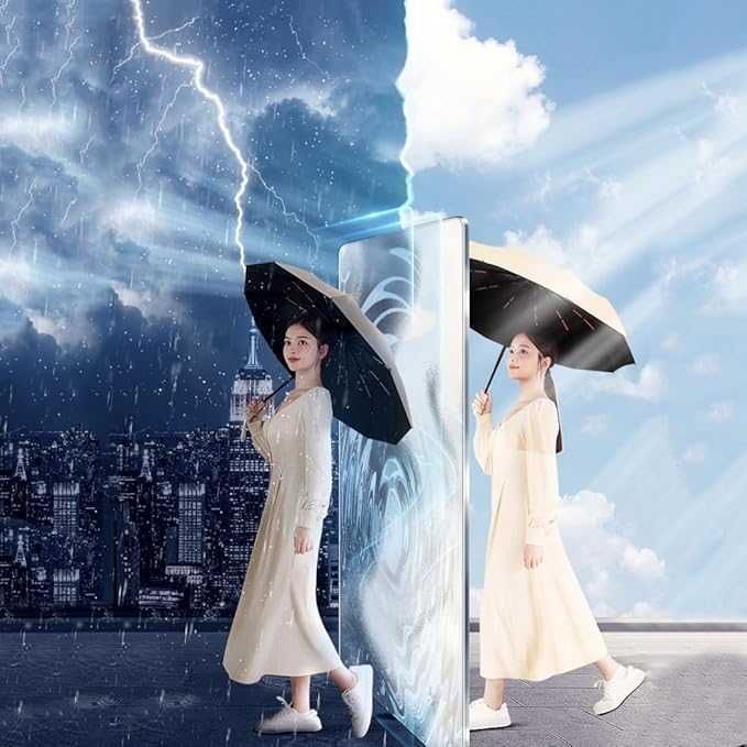 Składany Parasol MAIBAR Automatyczny 24 Żebra Wodoodporny UV Beżowy