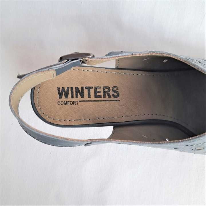 WINTERS - sandały skórzane - kryte noski - nowe 41/26,5 cm wkładka