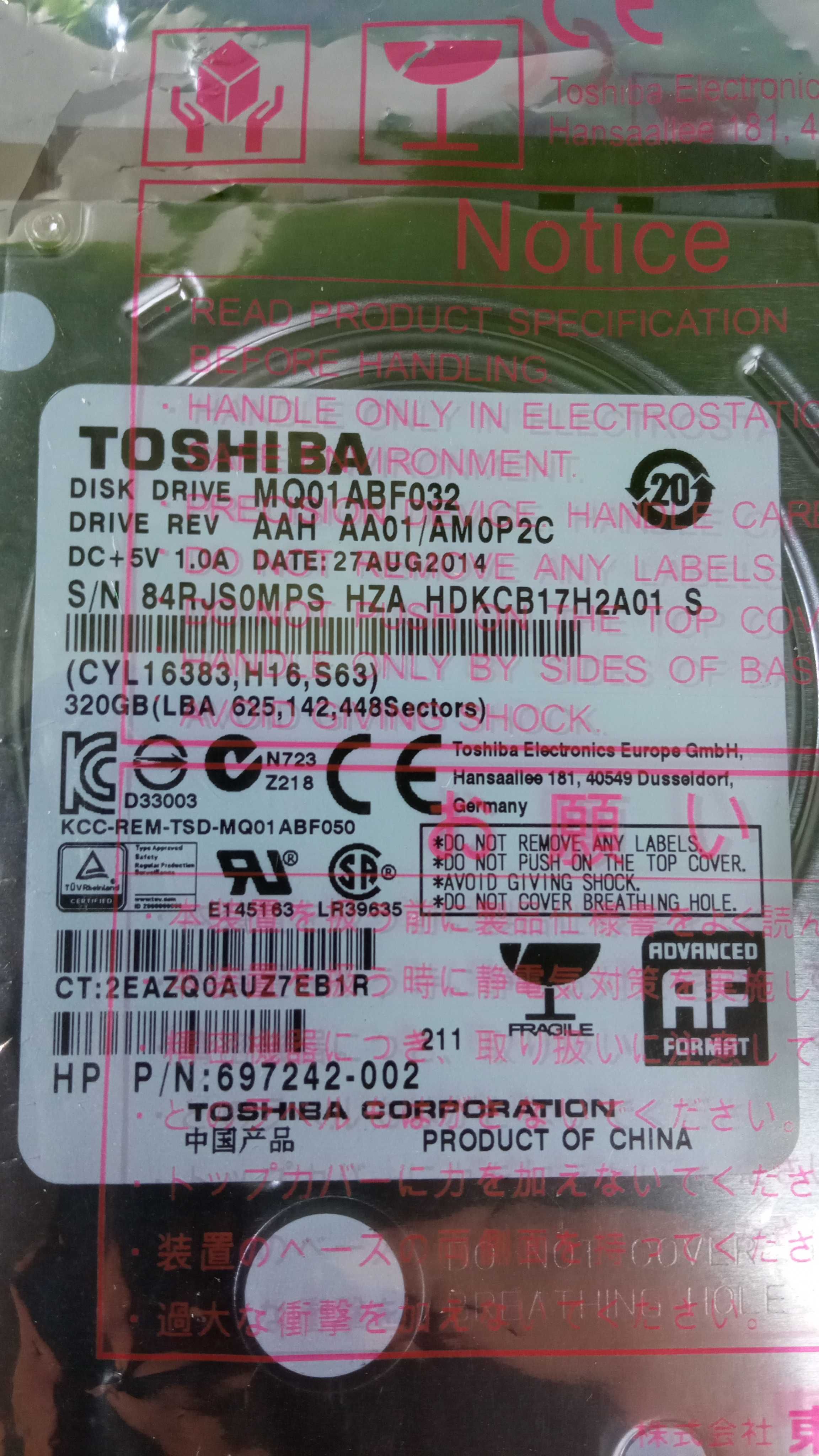 Dysk twardy Toshiba Mq01ABF032 HP Color LaserJet CM6030 / CM6040 MPF