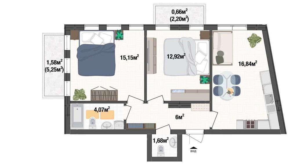 Двушка 58м² в ЖК Liverpool House в Києві