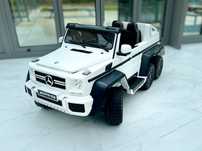Auto Mercedes G63 6x6 dla dzieci Biały + 2 Pedały gazu + Regulacja