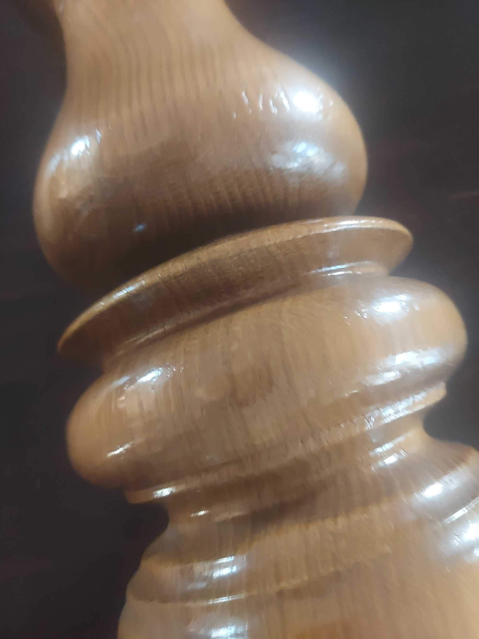 Rustykalna lampka nocna dębowa, ręczna robota, unikat