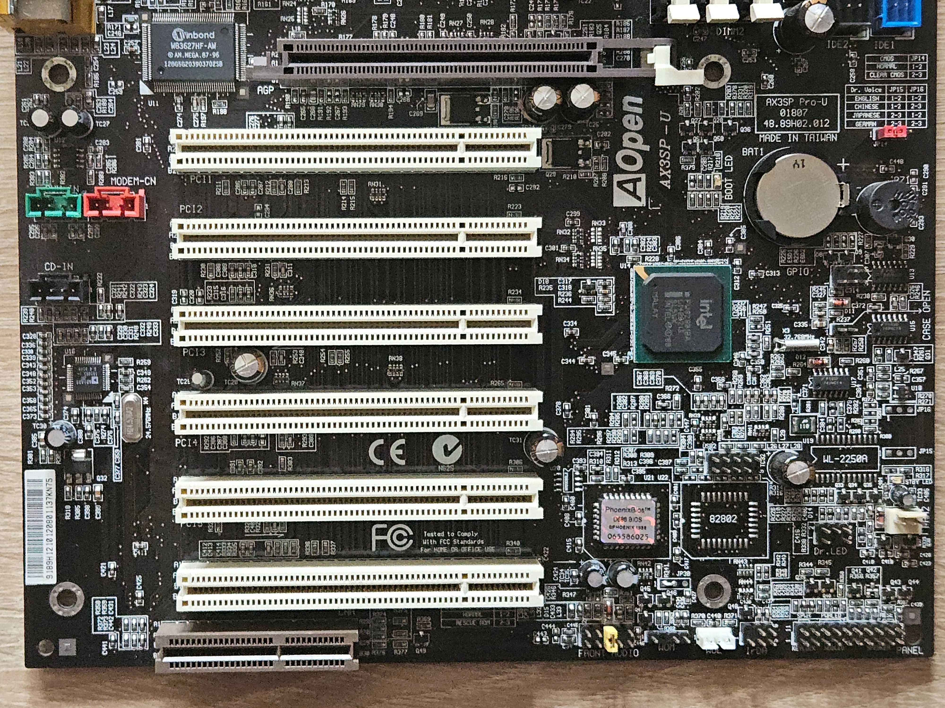 Płyta główna AOpen AX3SP-U + Intel Celeron 1100A + chłodzenie