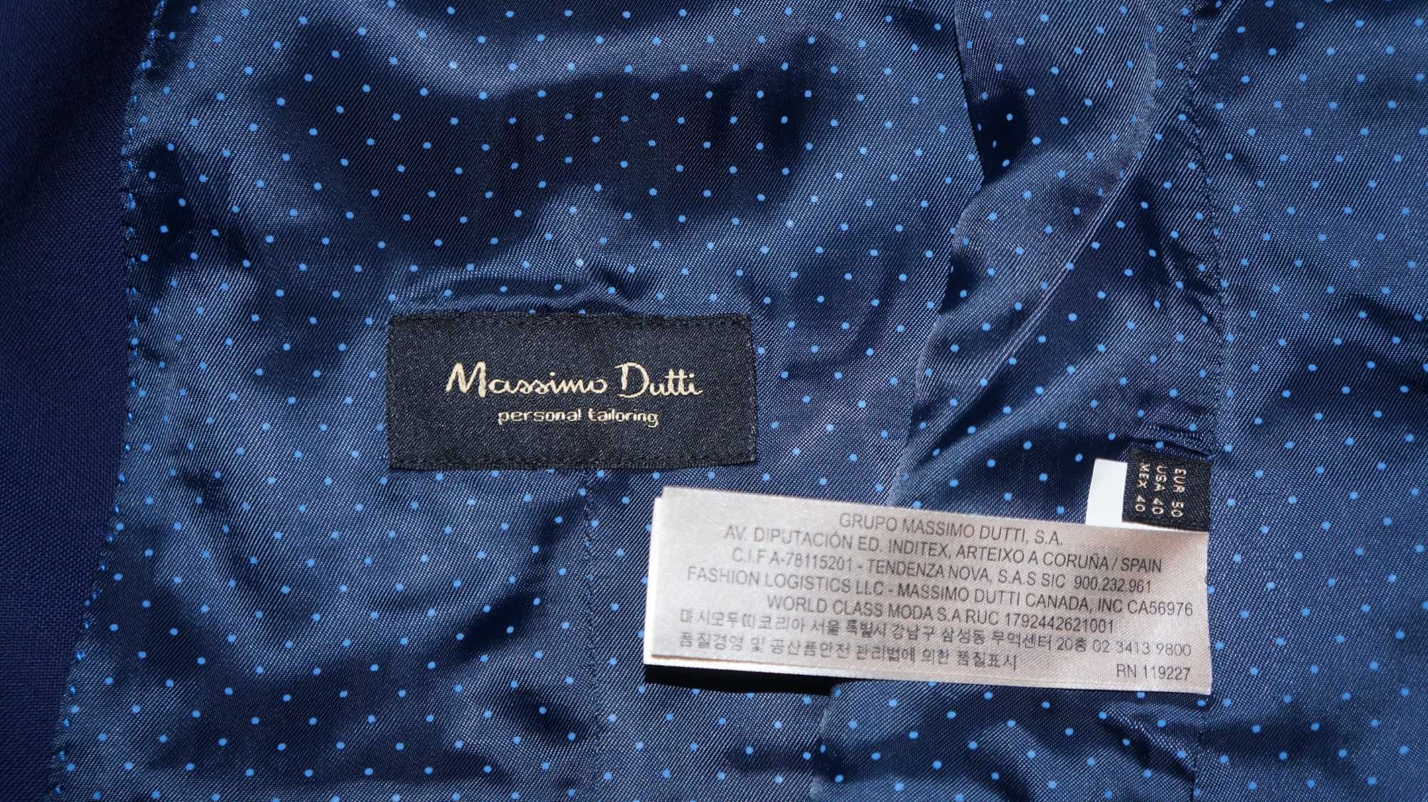 Kamizelka Dwurzędowa Massimo Dutti Wełna Rozmiar 50 Kolor Granatowy