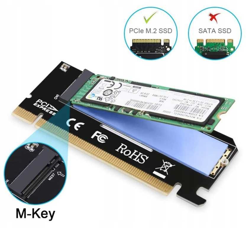 Adapter podłącz dysk M.2 NVMe do PCI-e 4.0 x16 * Wejherowo Video-Play