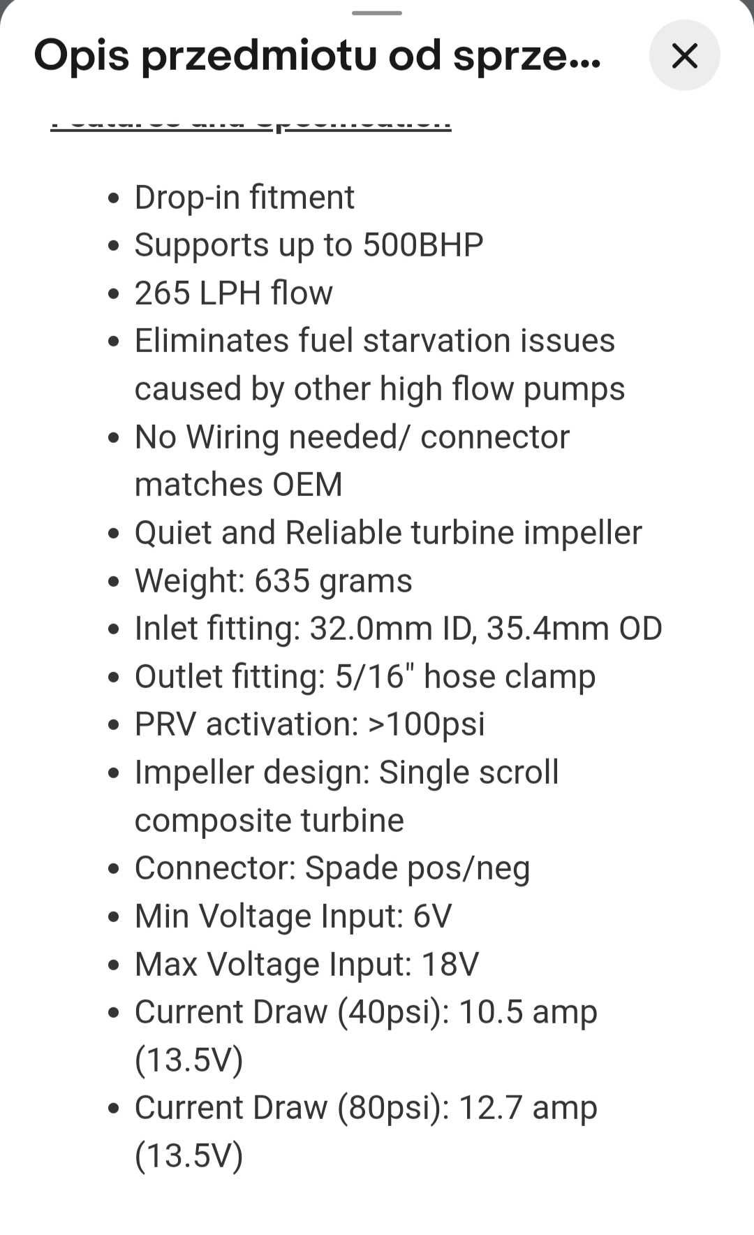 Nowa Pompa paliwa 1.8t 7-8bar FWD