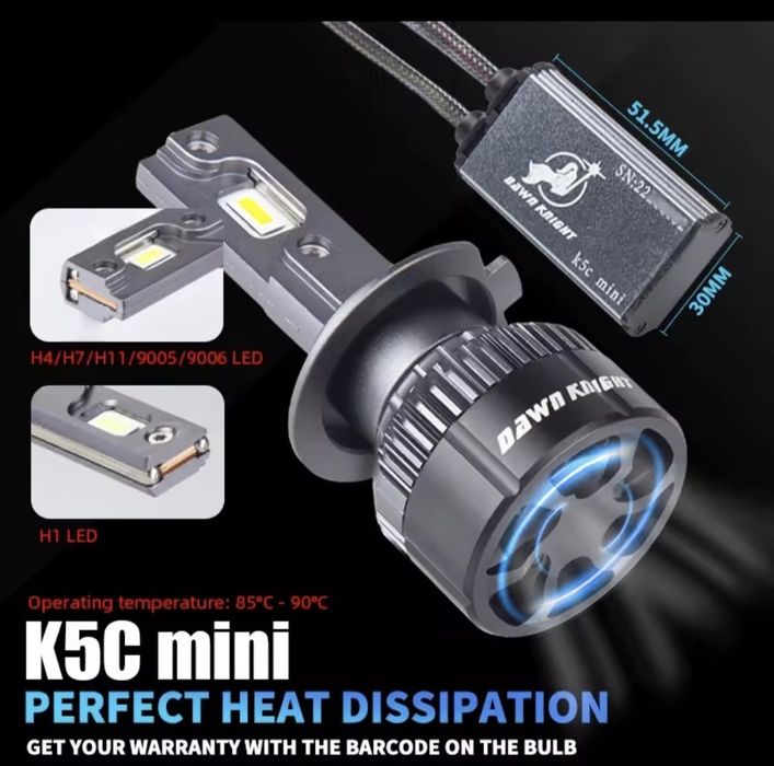 DAWNKNIGHT K5C mini 80W 4300K LED żarówki NOWE