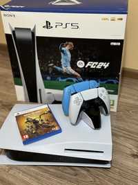 PlayStation 5 + 2 pady z ladowarka jak nowa PS5 +fifa 24