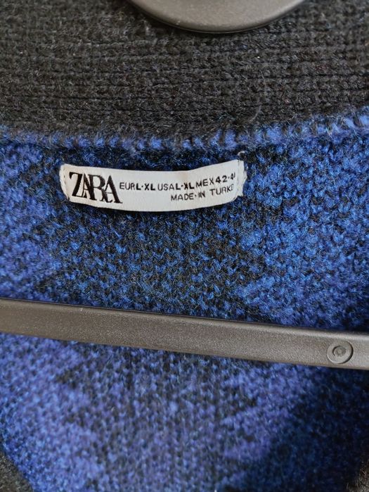 Zara kardigan, paski , zygzak, granat czerń, vintage