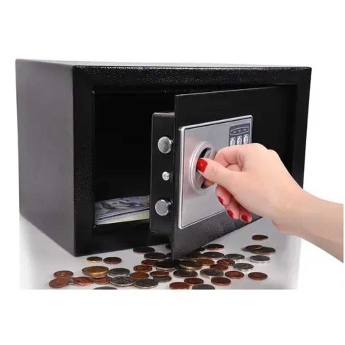 Надійний металевий сейф з електронним замком + ключі 31х20х20 см