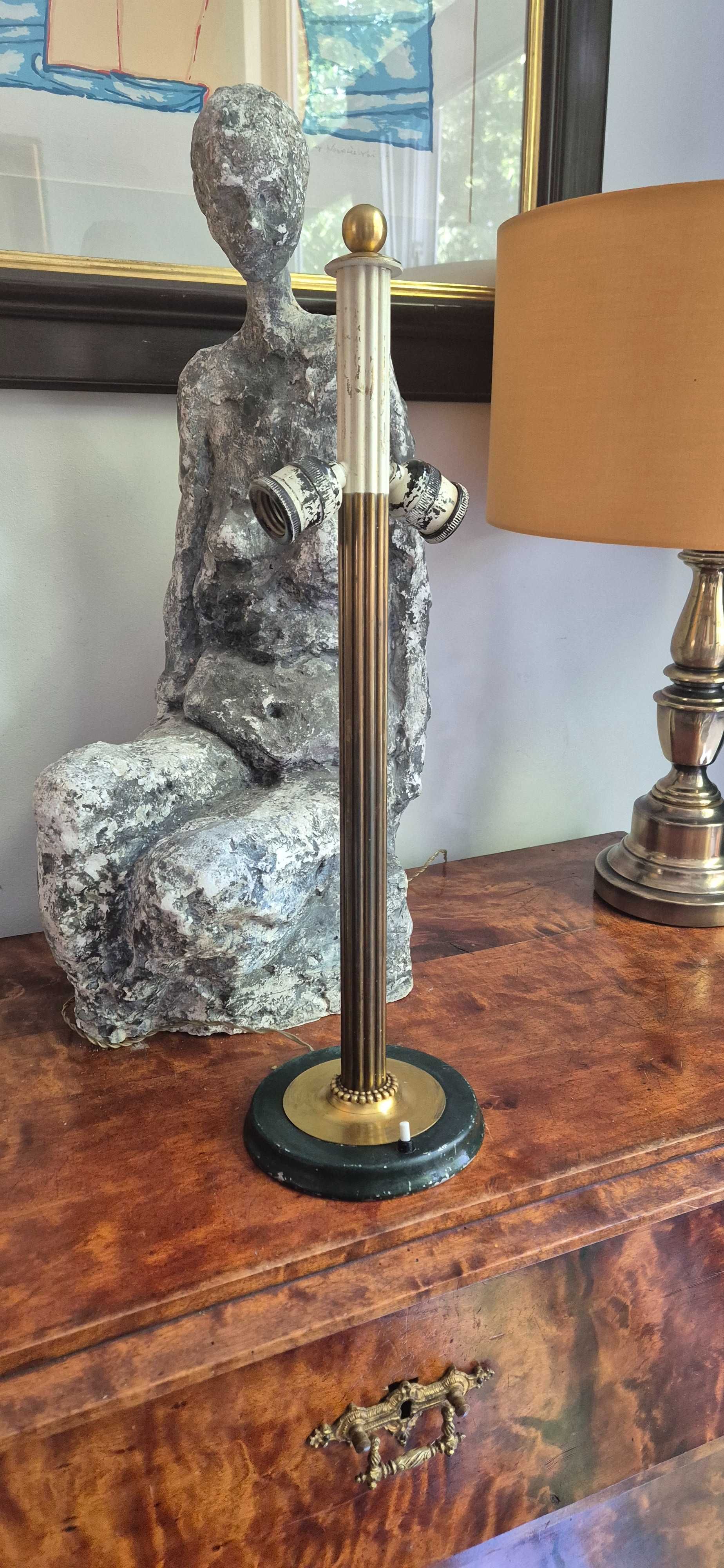 Stara mosiężna lampa gabinetowa bauhaus art nouveau antyk Francja