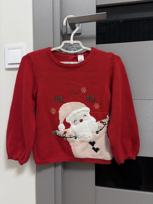 Новорічний червоний зимовий  светрик для дівчинки 98/104 (3-4 роки)