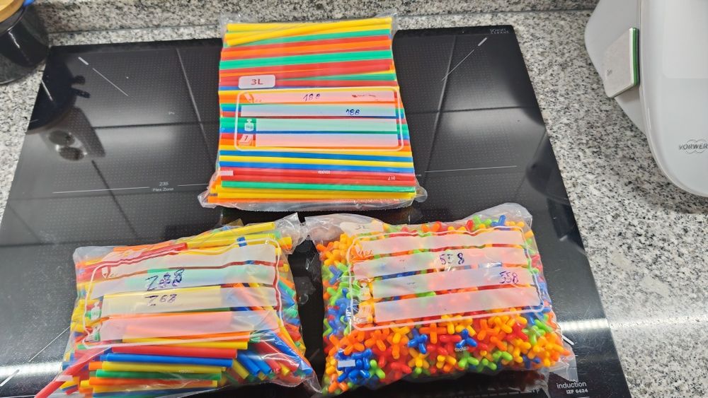 2 conjuntos Palhas construção (jogo criança)