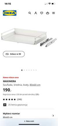 Maximera szuflada średnia 80x60 Ikea blum