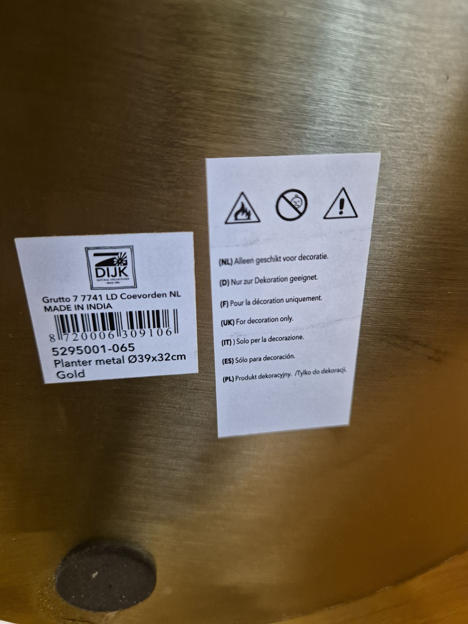 Osłonka donica metalowa złota r.XL