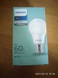 Лампа Philips Led 8w 60w, E27, 220-240v, 4000k, 806 lumen. Есть 6 ламп