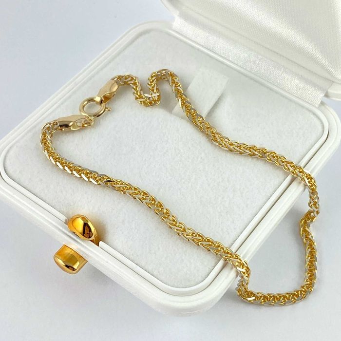 ZŁOTA bransoletka splot "LISI OGON" PRÓBA 585 (14K) długość 18,8 cm