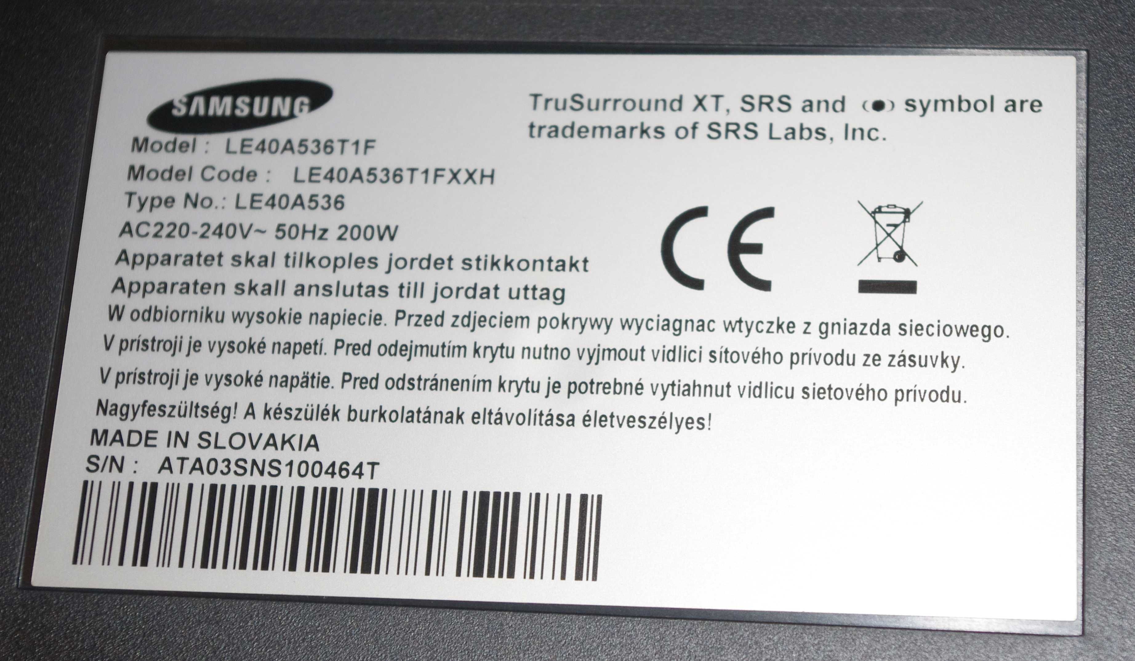 Część do TV LCD Samsung LE 40 A 536 T1F - Cover Bottom