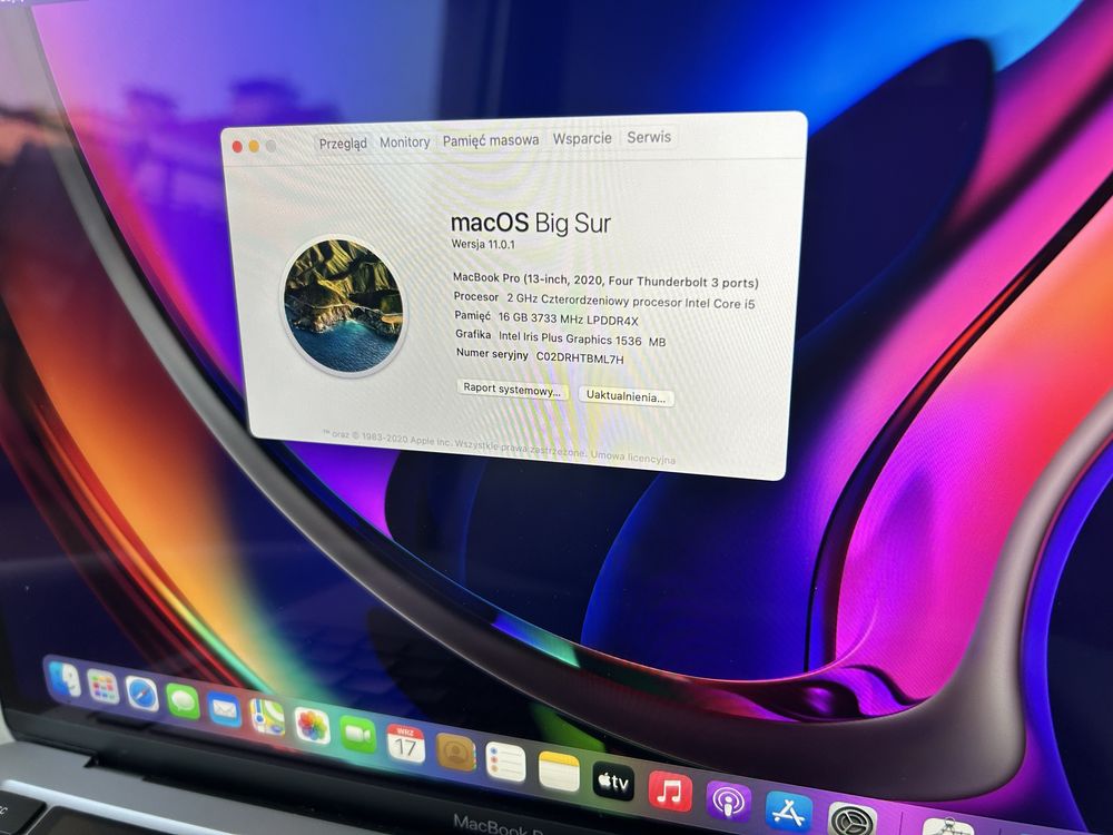 Apple Macbook Pro 13 A2251 i5 10-tej generadcji. Bat.169 cykli