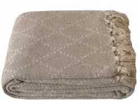 Bawełniana narzuta na łóżko 200x220 boho loft w romby do sypialni beż