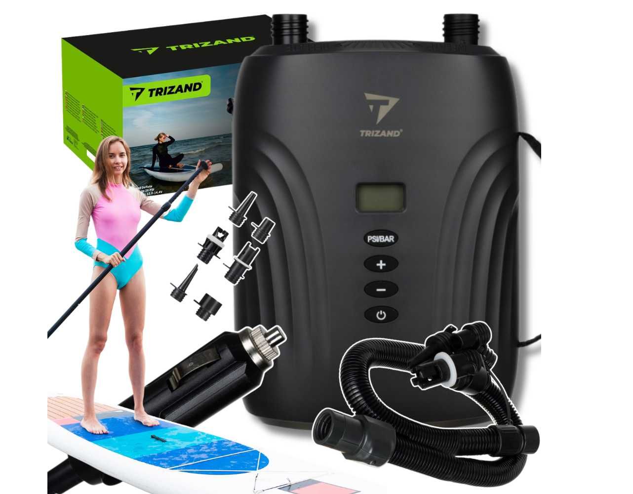 Mocna POMPKA elektryczna do deski SUP materacu SAMOCHODOWA 20psi