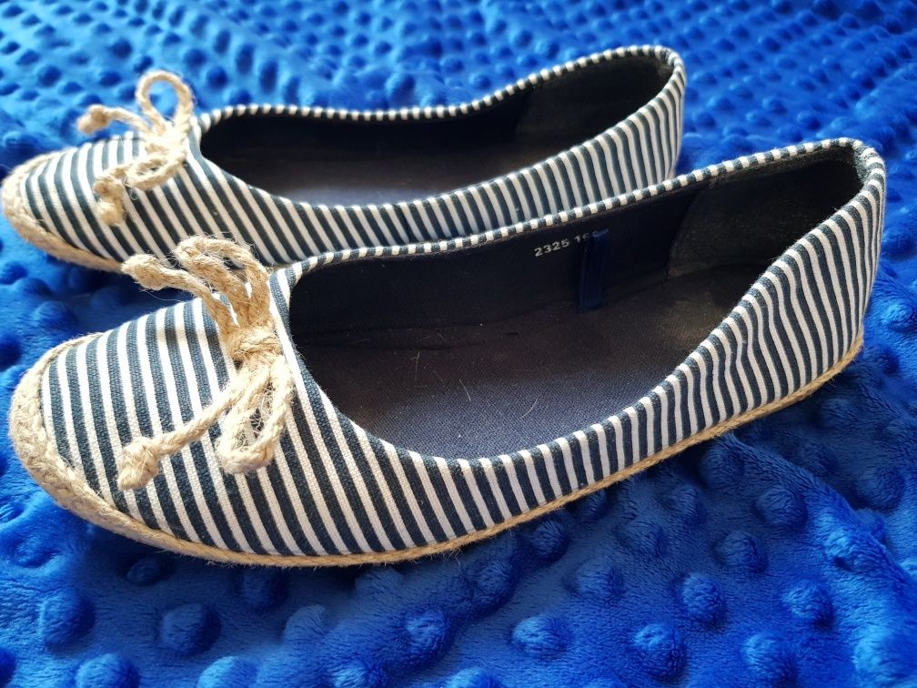 Baleriny 36.5 paseczki espadryle jak nowe